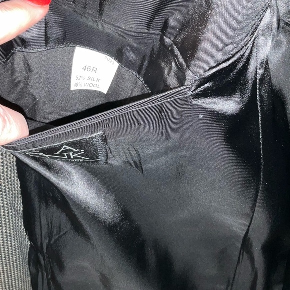 Jos. A. Bank 44R Black Gold Dark Drown Wool Silk Plaid Suit Blazer Jacket Coat - Picture 9 of 11